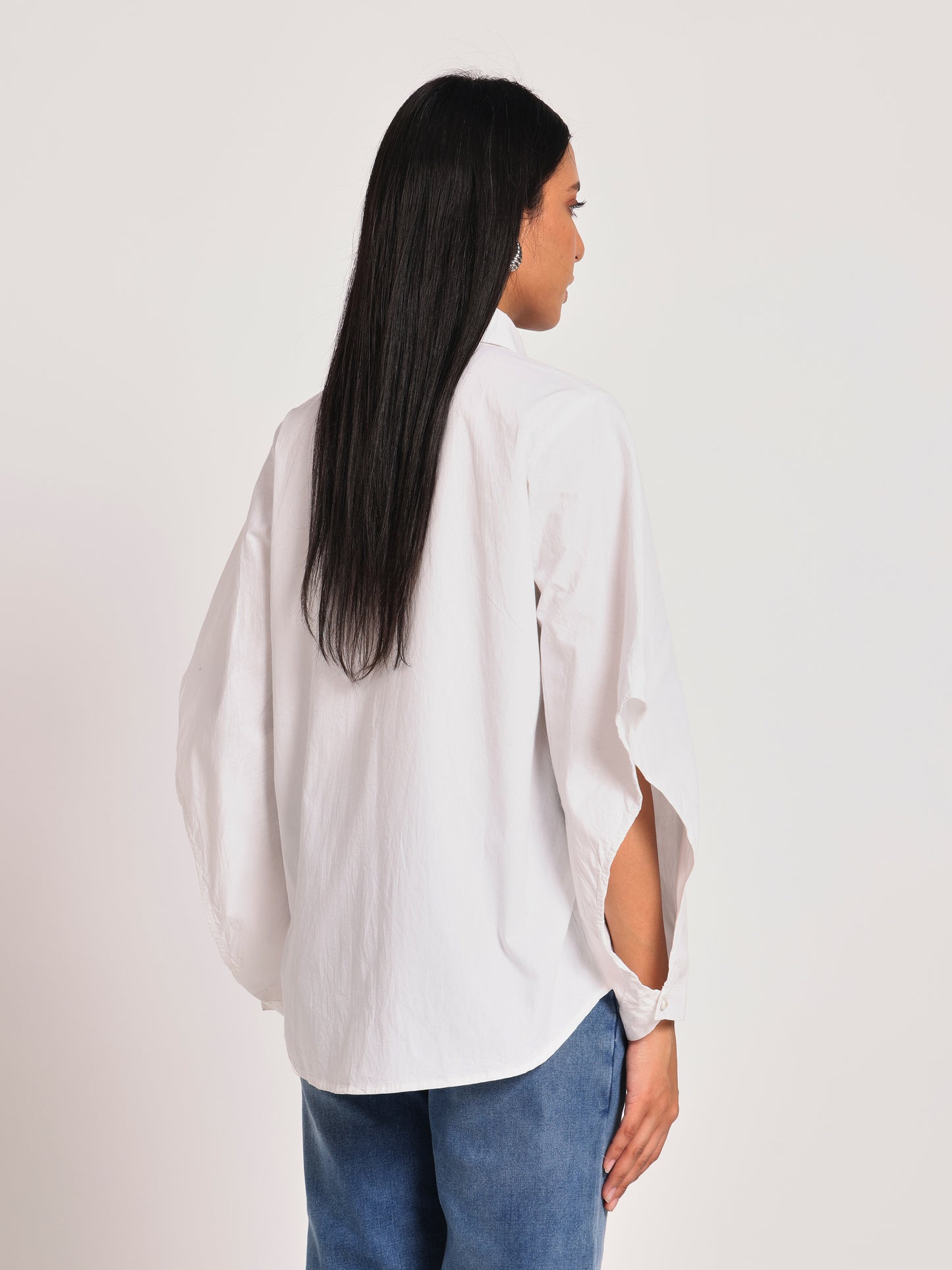 SUNFLOWR EMBROIDERED EXEGERATED SLEEVE SHIRT