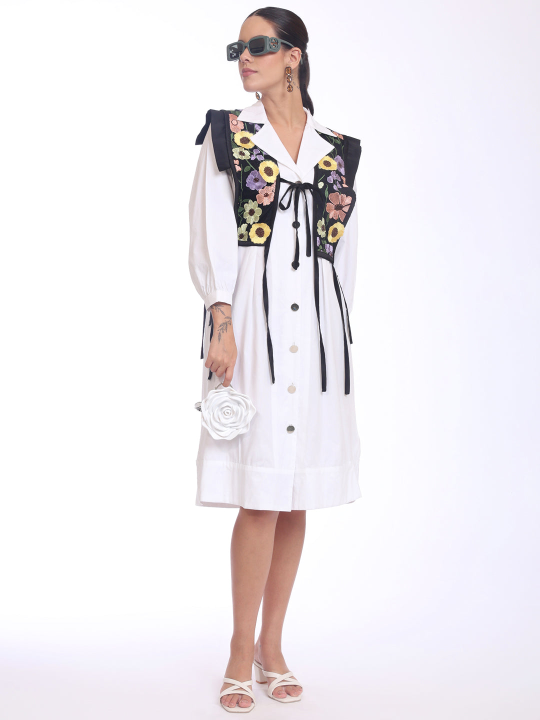 3D FLOWER VEST DRESS