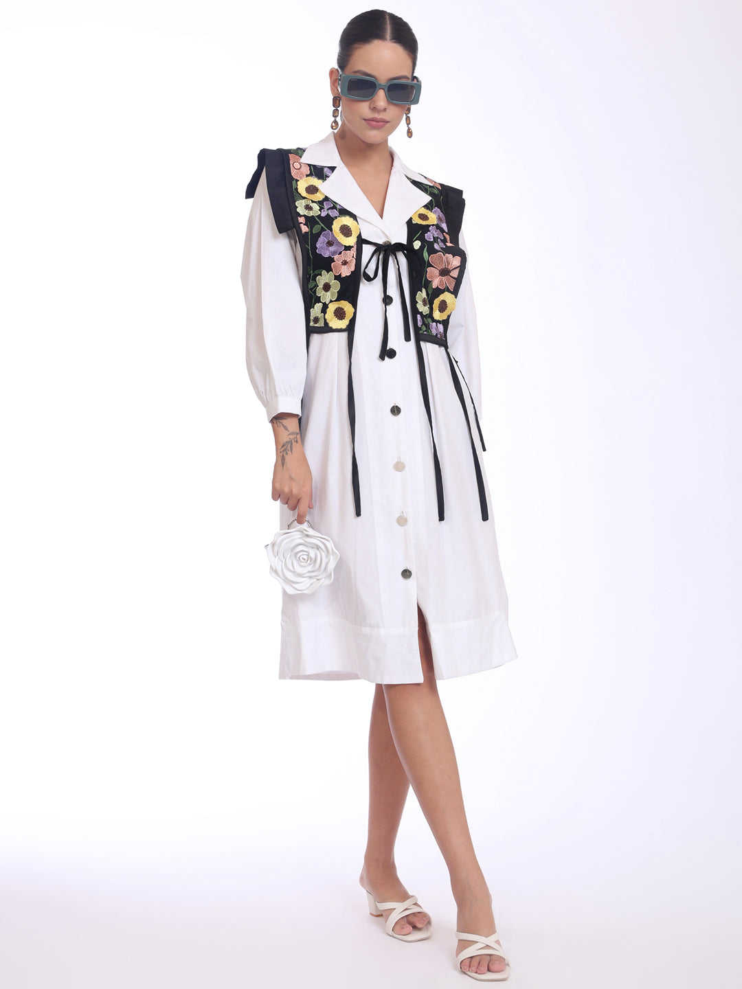 3D FLOWER VEST DRESS