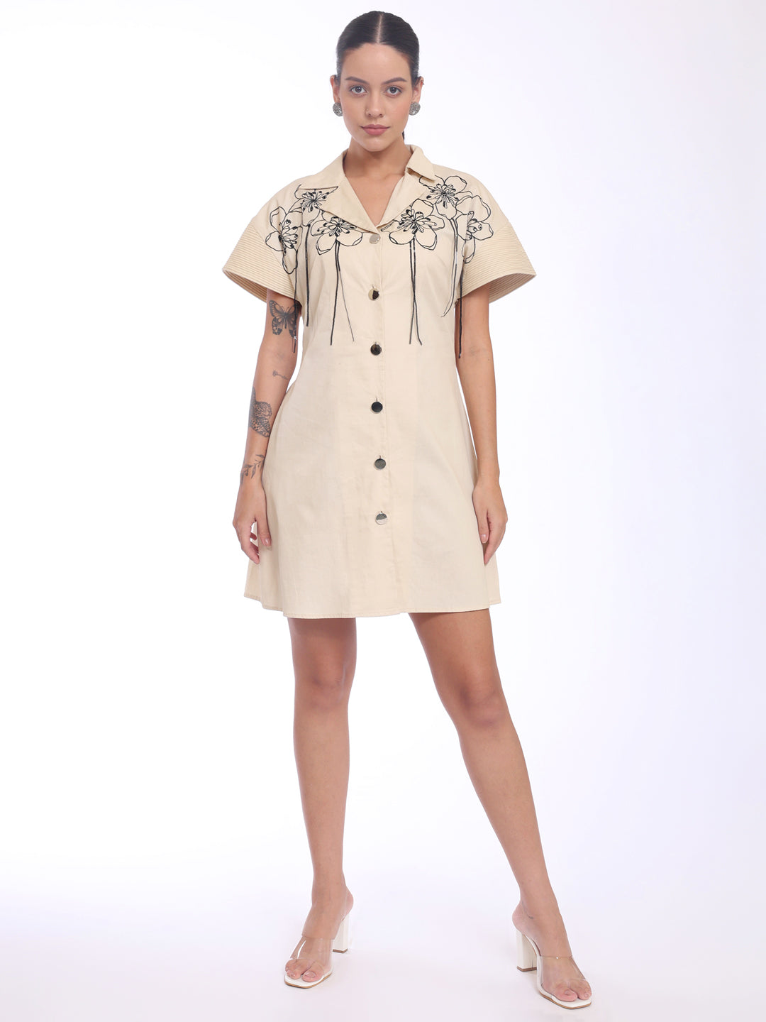 DROP EMBROIDERY DETAIL DRESS