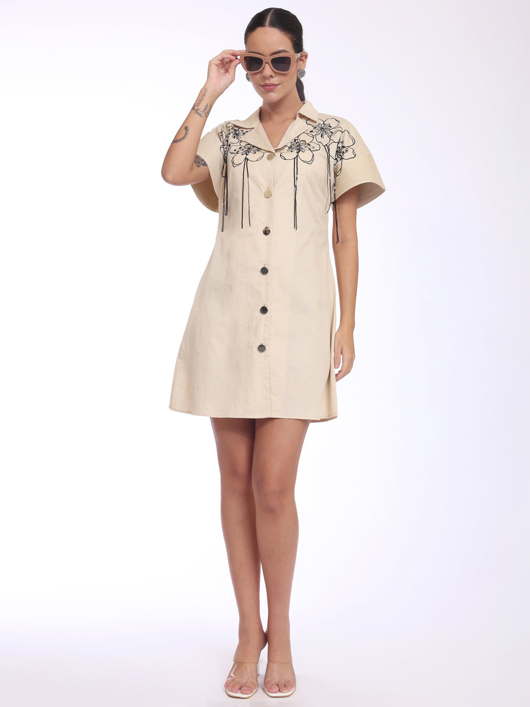 DROP EMBROIDERY DETAIL DRESS
