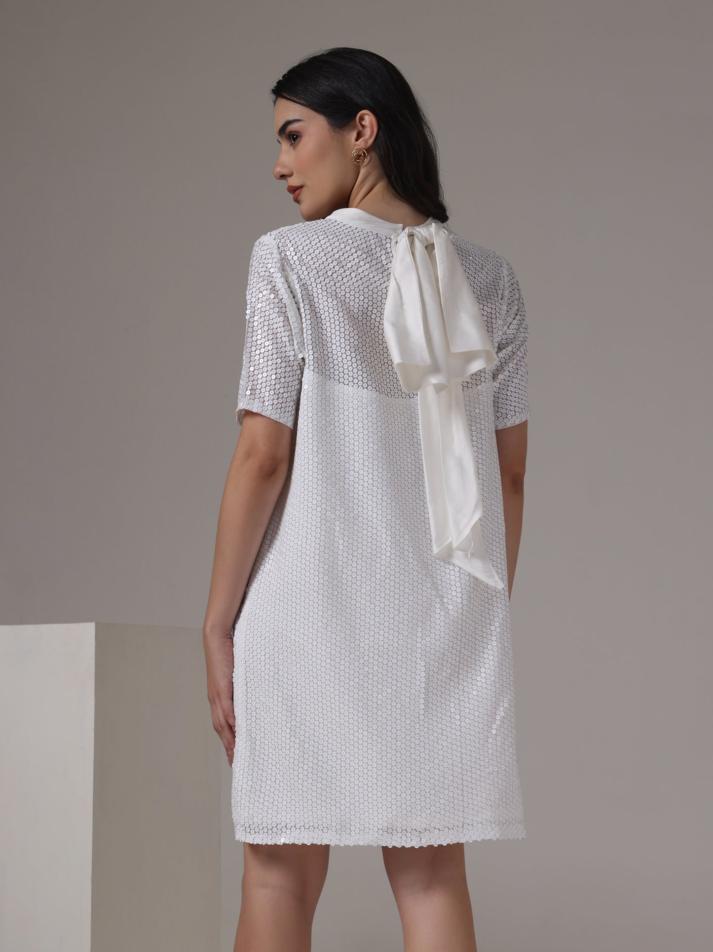 SEQUIN DRESS WITH BOW