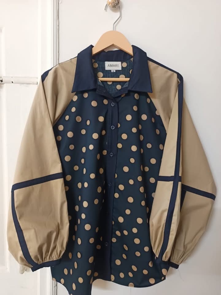 Color blocked Polka dots statement shirt
