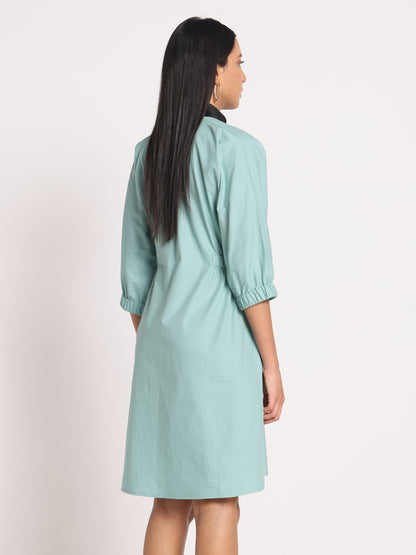 SEQUINNED EMBROIDERED FRONT ZIPPER DRESS