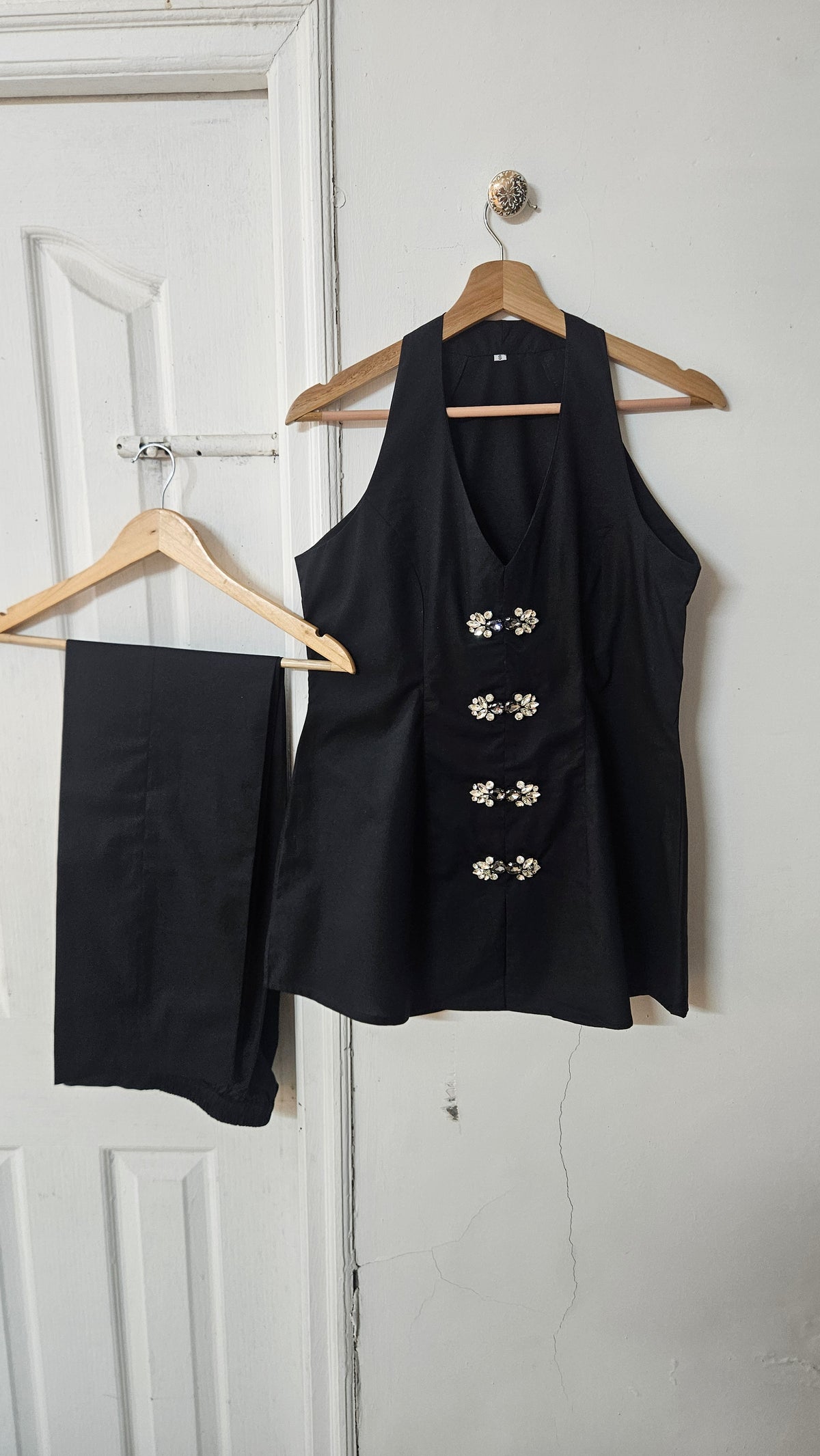 Halter neck embroidery detail coordset