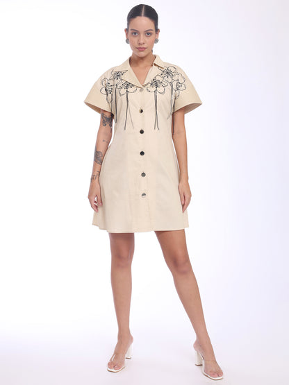 DROP EMBROIDERY DETAIL DRESS