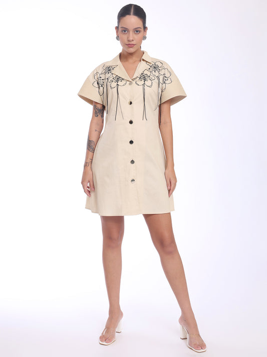 DROP EMBROIDERY DETAIL DRESS