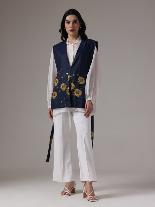 EMBROIDERED DENIM OVERLAY COORD