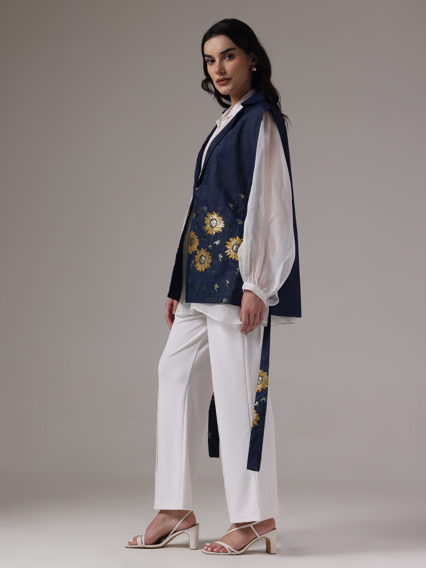EMBROIDERED DENIM OVERLAY COORD