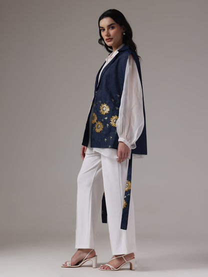 EMBROIDERED DENIM OVERLAY COORD