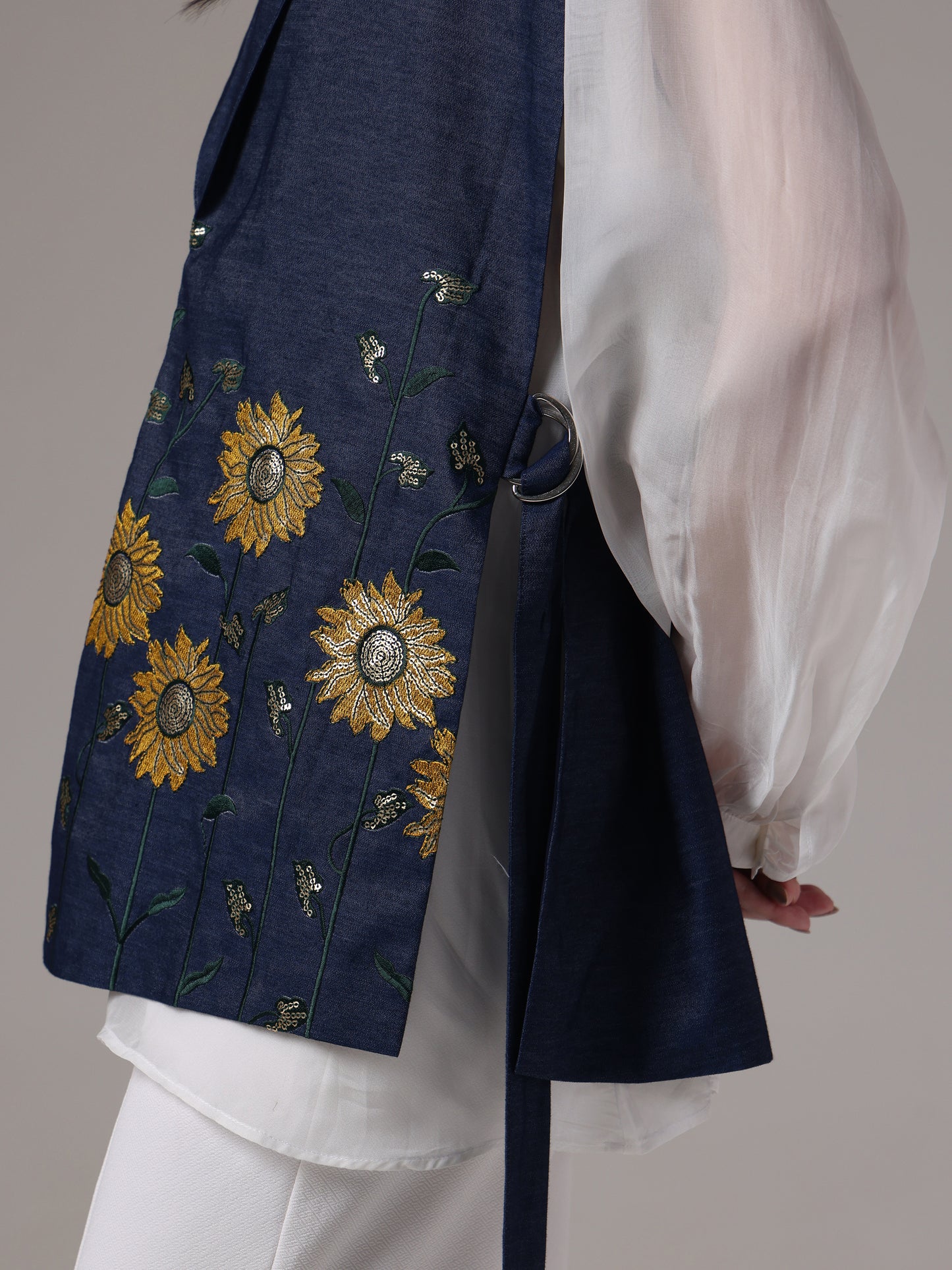 EMBROIDERED DENIM OVERLAY