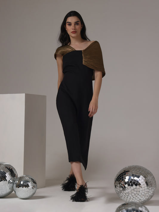 PLEATS DROP SHOULDER DRESS