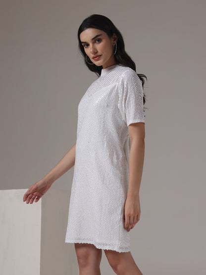 SEQUIN DRESS WITH BOW