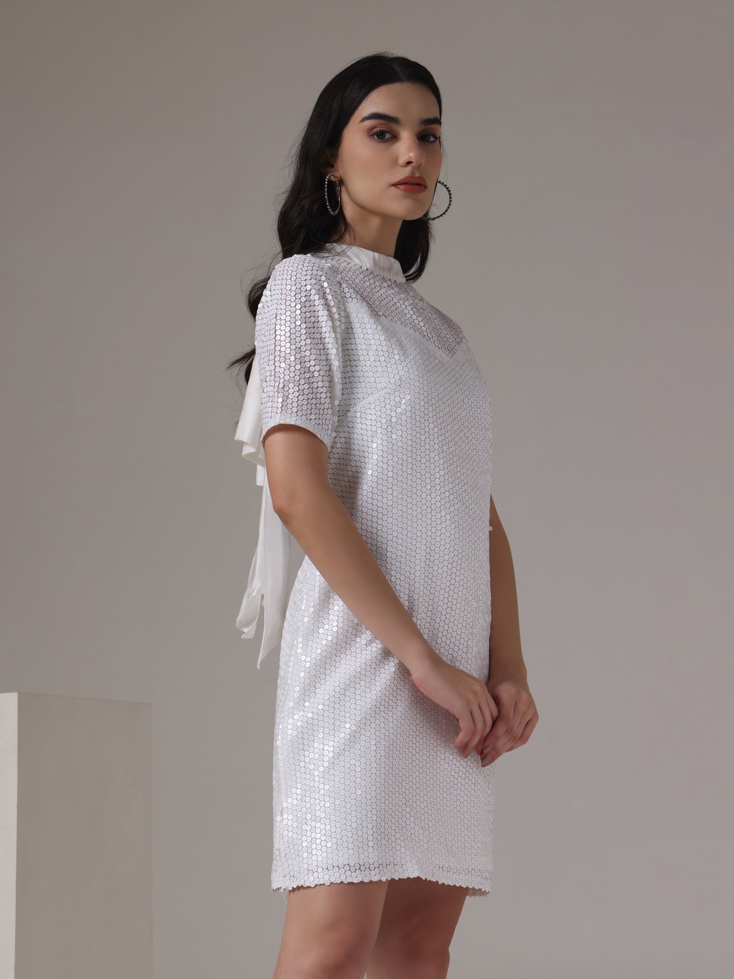 SEQUIN DRESS WITH BOW