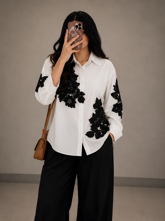 Emerald embroidered shirt