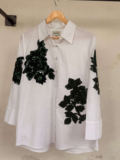 Emerald embroidered shirt