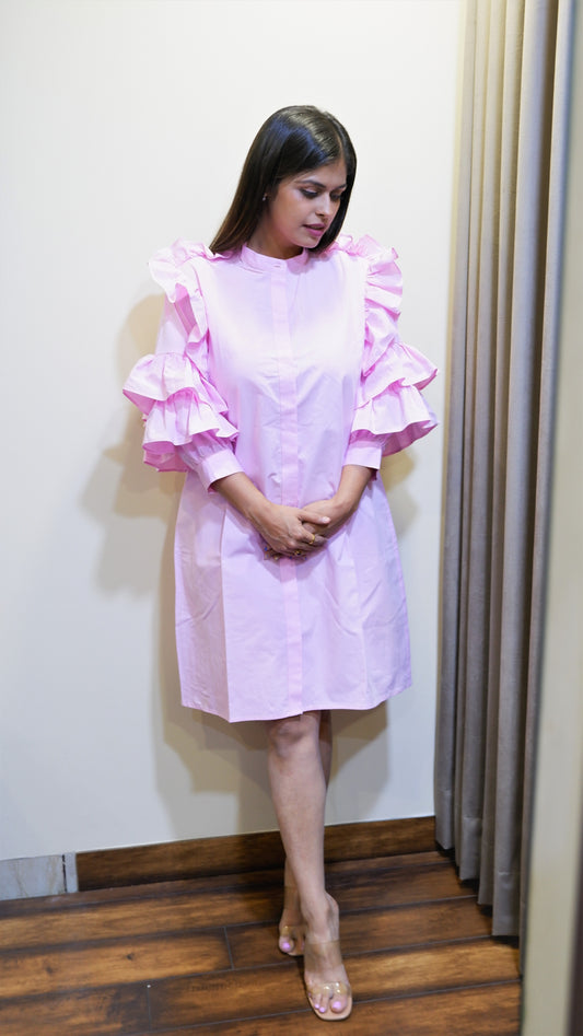 POPLIN FRILLS DRESS