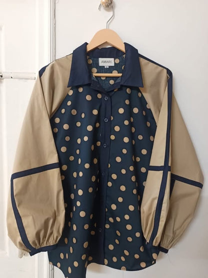 Color blocked Polka dots statement shirt