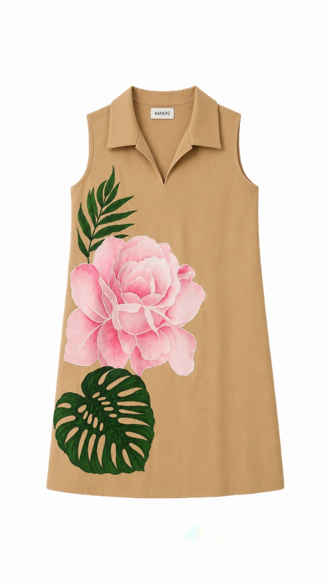 Beige statement embroidered flower applique