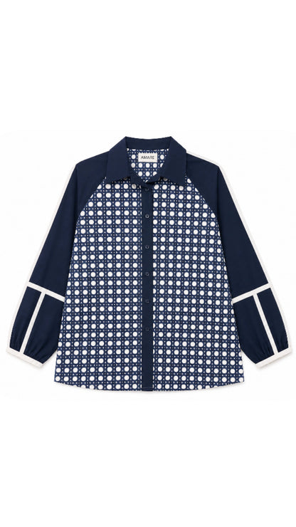 Woven printed shirt with statement sleeve