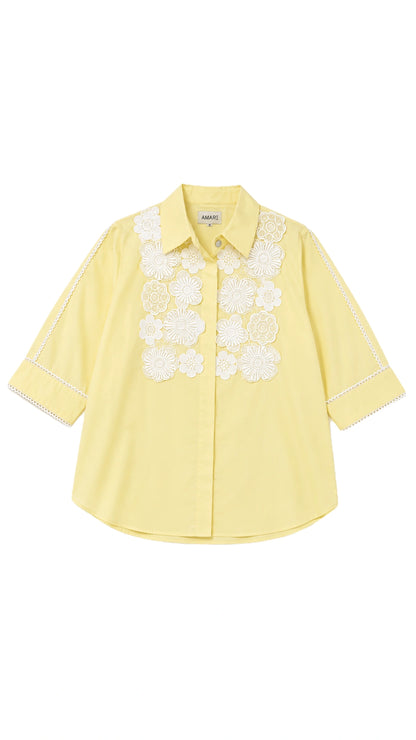 3D floral embroidered shirt