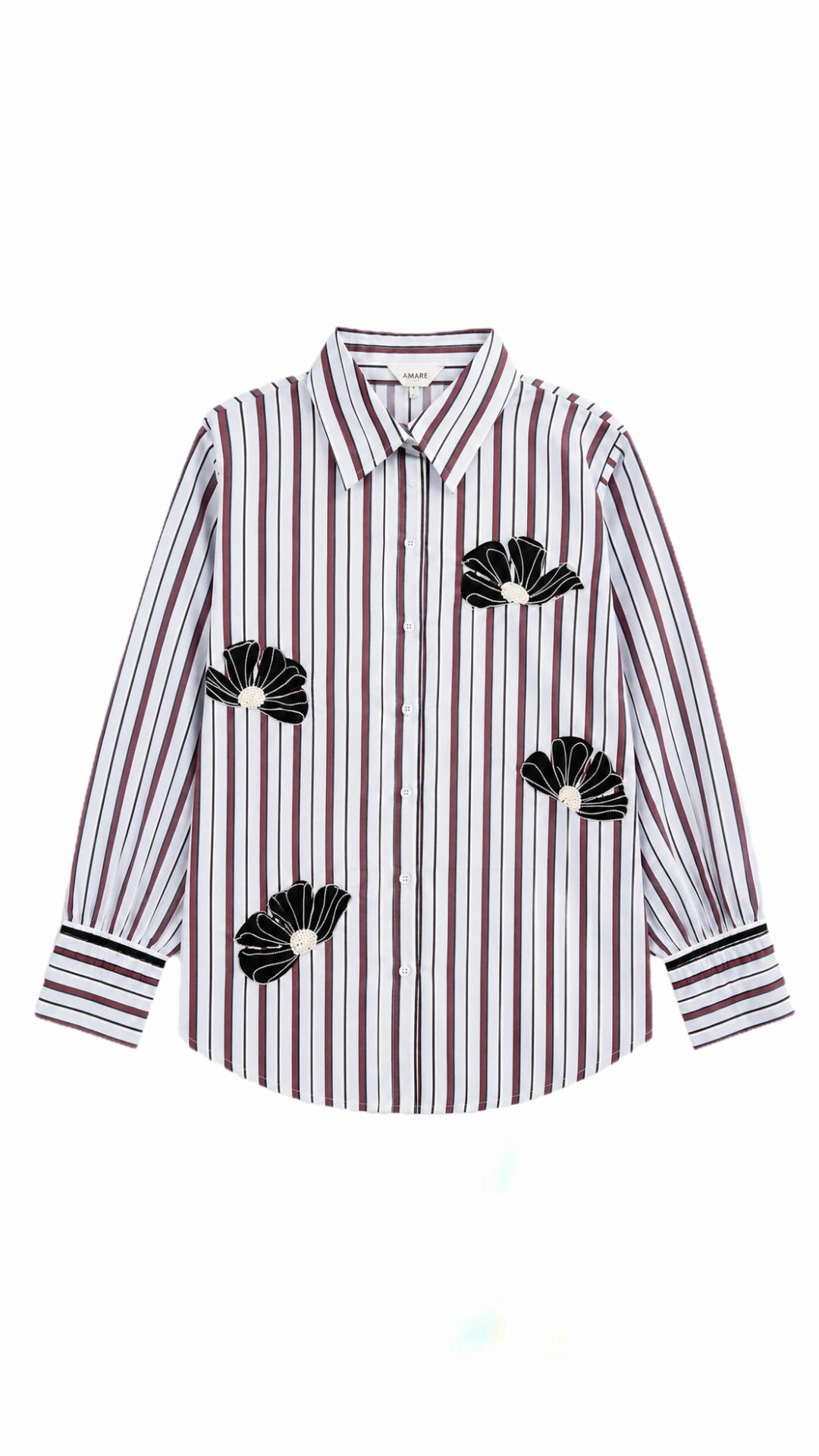 Stripes with Floral hand embellished shirt