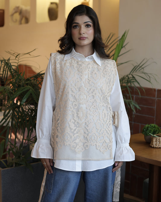 Mesh embroidered Bib +shirt